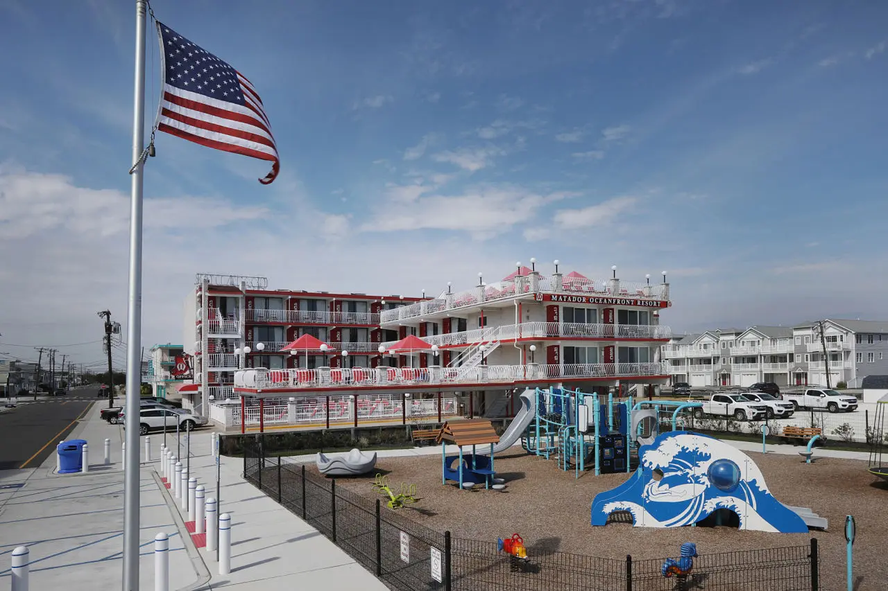 Swings and play equipment at the playground adjacent to the Matador Oceanfront Resort