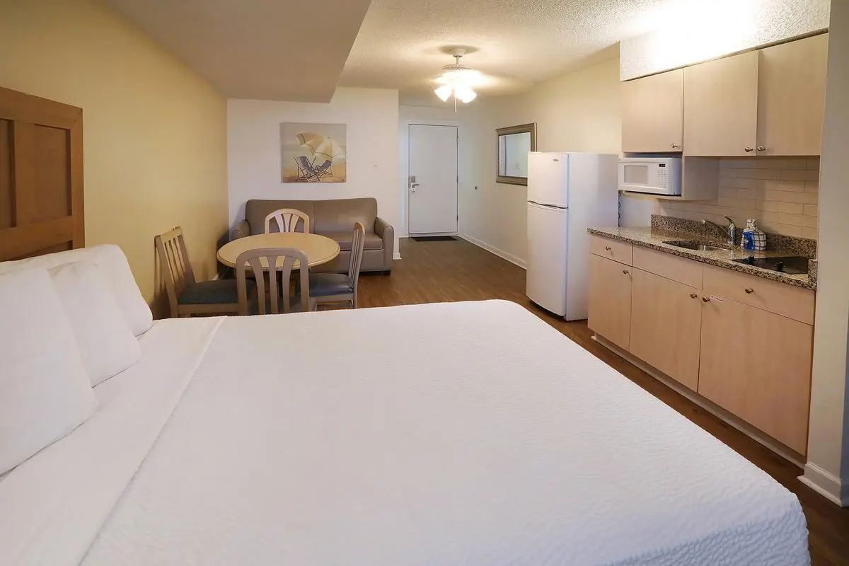 Two double beds in a Type 3A One Room Efficiency at the Matador