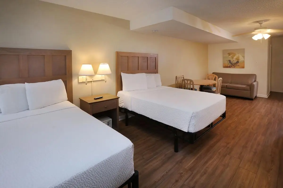 Type 3A One Room Efficiency at the Matador, with two double beds and a kitchenette
